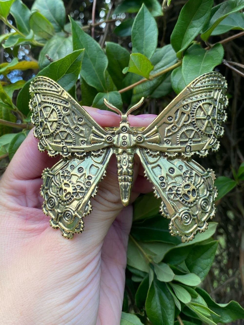 Steampunk Vintage inspired Hair Clip Butterfly Engraved Detailing NWT